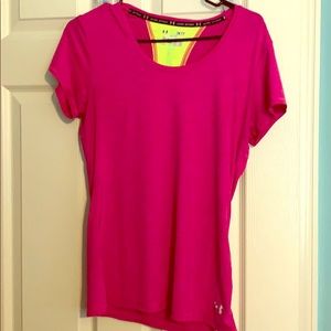 Pink under armor workout shirt